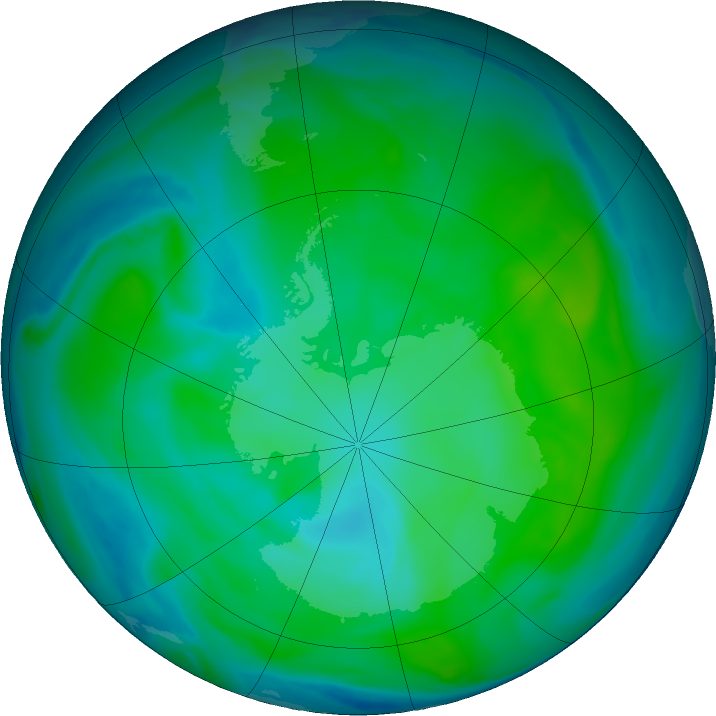 Antarctic ozone map for 17 January 2018